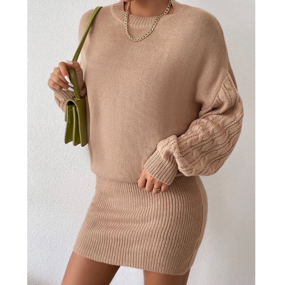 Cable and Ribbed Knit Sweater Dress - Picture 5 of 5